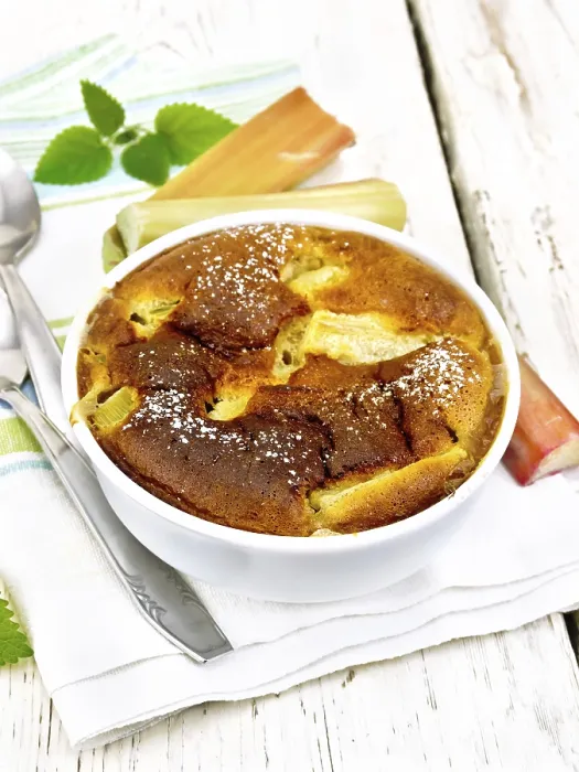 Framed Print : Pie klafouti with rhubarb in the bowl Framed Print : Pie klafouti with rhubarb in the bowl