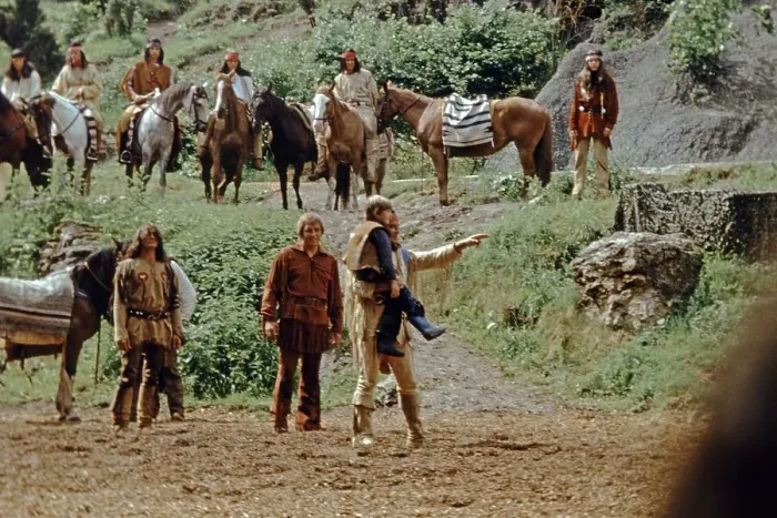 Framed Print : Pierre Brice as Winnetou and other actors in The Treasure in Silver Lake