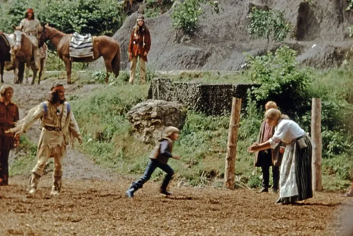 Framed Print : Pierre Brice as Winnetou and other actors in The Treasure in Silver Lake