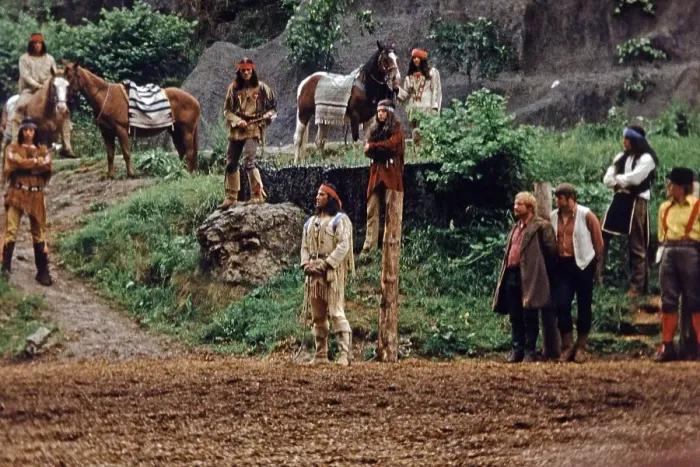 Framed Print : Pierre Brice as Winnetou and other actors in The Treasure in Silver Lake