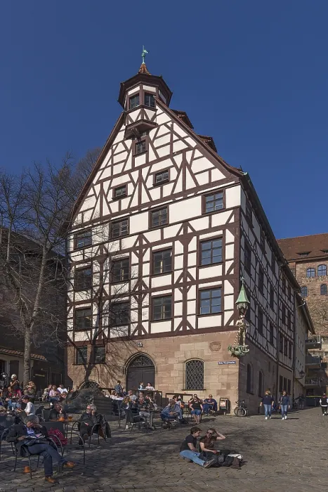 Framed Print : Pilatushaus, historic town house built in 1489 Framed Print : Pilatushaus, historic town house built in 1489