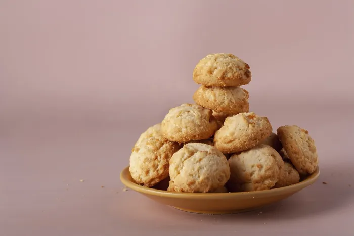 Framed Print : A pile of cottage cheese homemade cookies on a plate