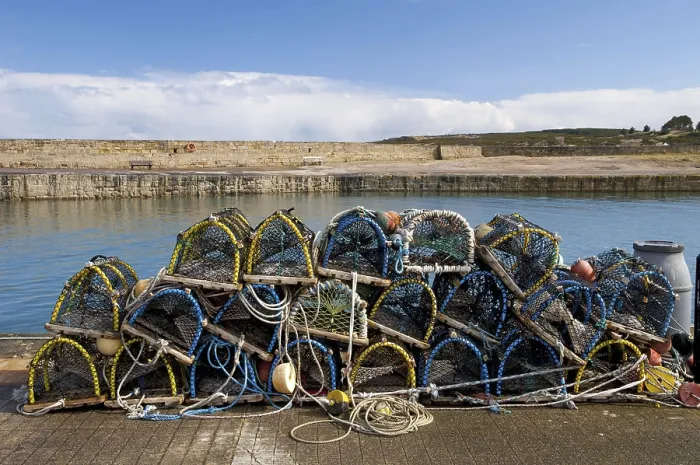Framed Print : Pile of lobster pots stacked on quayside Framed Print : Pile of lobster pots stacked on quayside