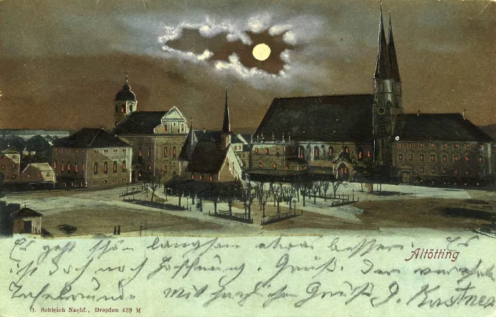 Framed Print : Pilgrimage chapel and chapel square in Altotting at night Framed Print : Pilgrimage chapel and chapel square in Altotting at night