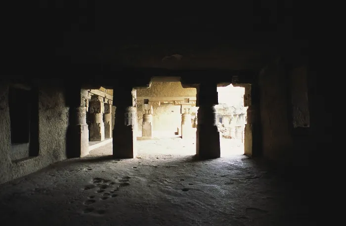 Framed Print : Pillars at Ellora cave No6, Maharashtra, India
