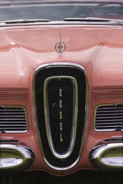Framed Print : Pink bonnet, American Edsel classic car Framed Print : Pink bonnet, American Edsel classic car