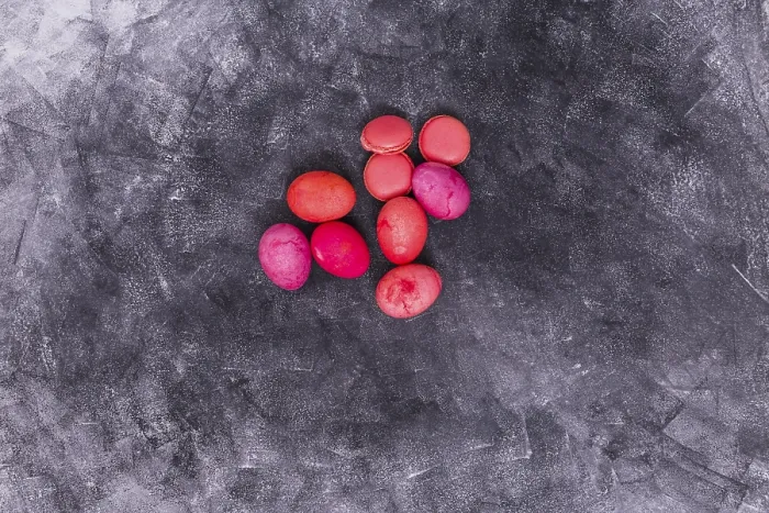 Framed Print : Pink easter eggs with macaroons table