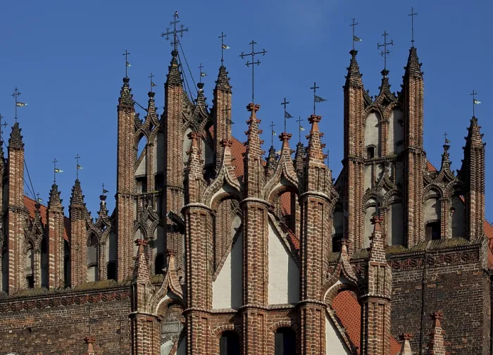 Framed Print : Pinnacles of the west gables of Trinitatis Church and St Anne's Church in front Framed Print : Pinnacles of the west gables of Trinitatis Church and St Anne's Church in front
