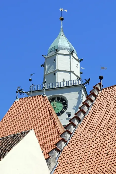 Framed Print : Pitched roof and Cathedral tower