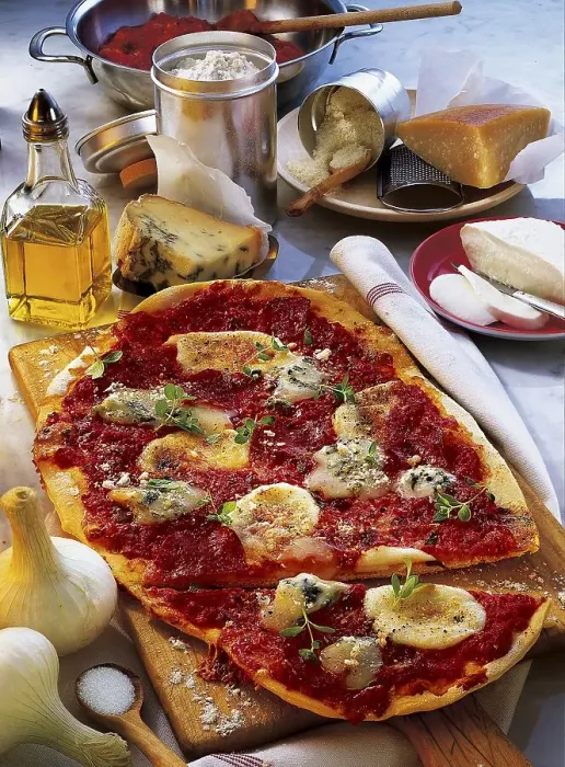 Framed Print : Pizza with five cheeses, Italy, Europe