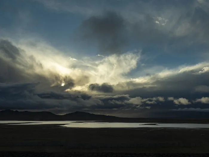 Framed Print : Plain with lakes, evening mood