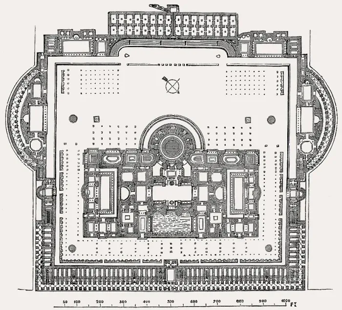 Framed Print : Plan of the Baths of Caracalla in ancient Rome
