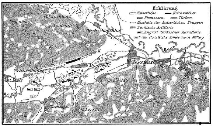 Framed Print : Plan of the Battle of St. Gotthard on 1 August 1664