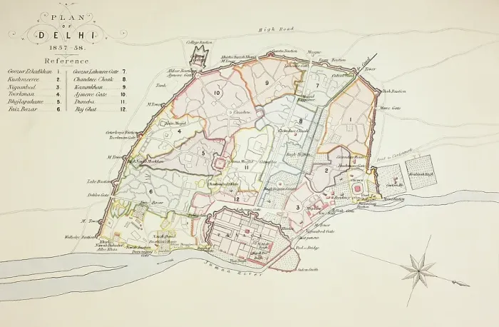 Framed Print : Plan of Delhi, India, Asia, 1857, Asia