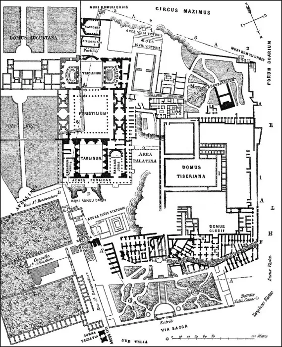 Framed Print : Plan of the excavations at Palatine Hill