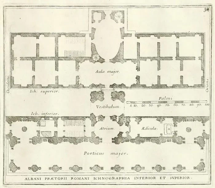 Framed Print : Plan of the ground floor and the first flat of the building Villa Albani Framed Print : Plan of the ground floor and the first flat of the building Villa Albani