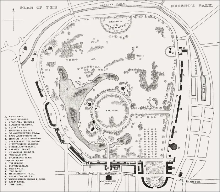 Framed Print : Plan of the Regent's Park, London