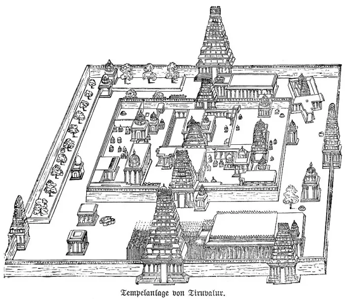 Framed Print : Plan of the temple complex of Tiruvallur