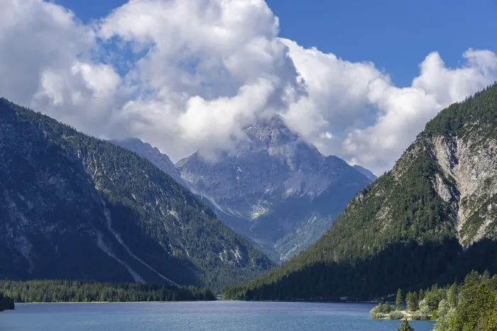 Framed Print : Plansee and Ammergau Alps, behind it the Thaneller Framed Print : Plansee and Ammergau Alps, behind it the Thaneller