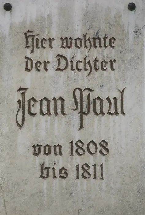 Framed Print : A plaque on a house wall in Bayreuth where the famous German writer Framed Print : A plaque on a house wall in Bayreuth where the famous German writer
