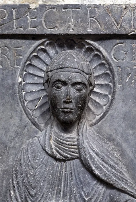 Framed Print : Plektrudis tomb slab around 1180, St. St. Saint