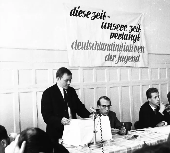 Framed Print : Police action against communists in front of the founding of the German Communist Party (DKP) at a communist meeting ca