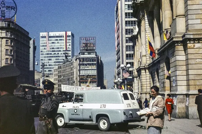 Framed Print : Police on the street on the day of President Kennedy's visit, Bogota, Colombia, South America, 12 December 1961, South America Framed Print : Police on the street on the day of President Kennedy's visit, Bogota, Colombia, South America, 12 December 1961, South America