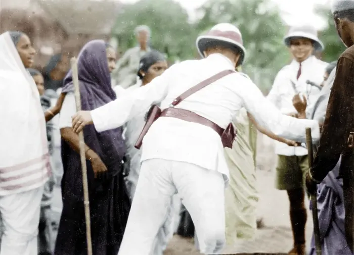 Framed Print : Policemen controlling demonstrators during Salt Satyagraha, Bombay, India, Asia, 1930, Asia