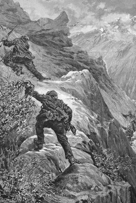 Framed Print : Policemen pursuing bandits in the mountains of Corsica