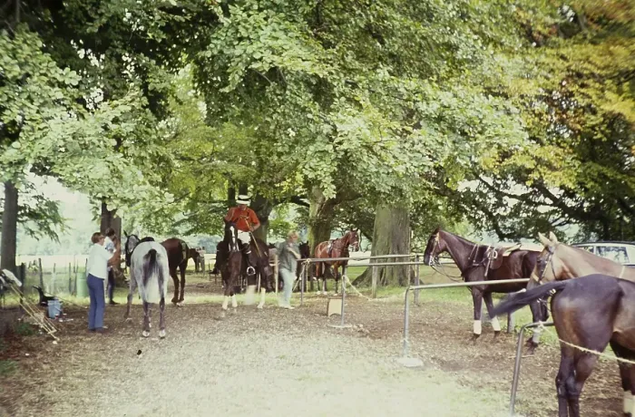 Framed Print : Polo match between horses and grooms Cirencester, Gloucestershire, England, UK 1967