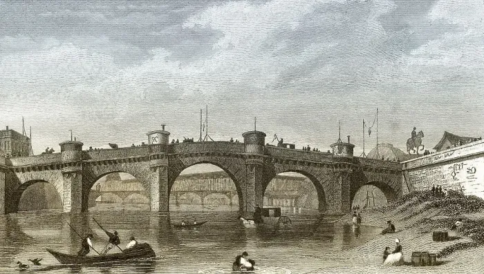 Framed Print : Pont Neuf, Paris, antique steel engraved print