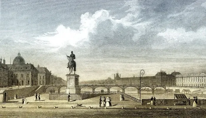 Framed Print : Pont Neuf, Paris, antique steel engraved print