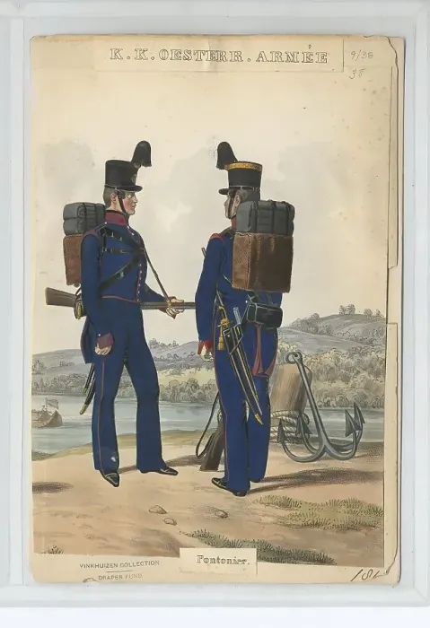 Framed Print : Pontoniers are genius troops intended for bridge-building