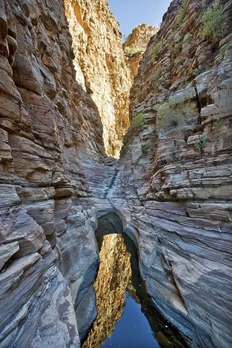 Framed Print : Pool at the end of the canyon with a fixed rope route on the Olive Trail
