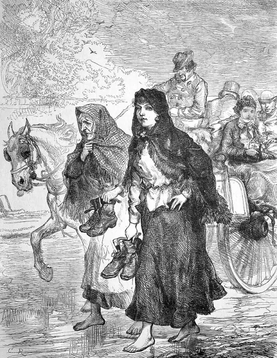 Framed Print : Poor people on way to church in Ireland Framed Print : Poor people on way to church in Ireland