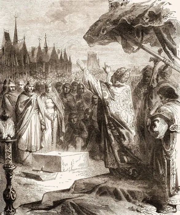 Framed Print : Pope Alexander III laying the foundation stone for the Notre-Dame de Paris in 1163