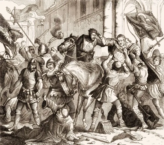 Framed Print : Pope Benedict VIII is torn from his horse Framed Print : Pope Benedict VIII is torn from his horse