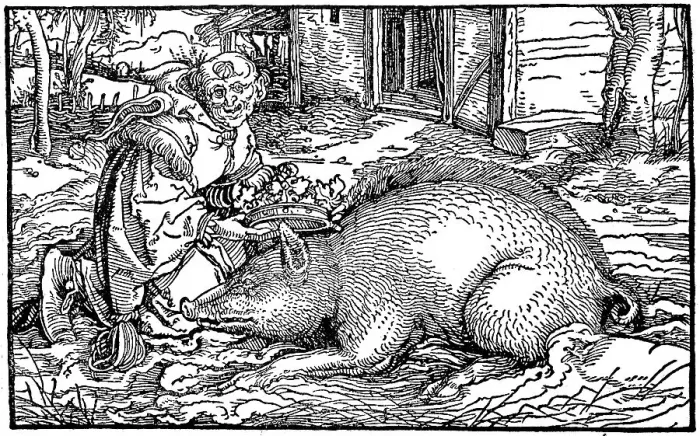 Framed Print : The Pope crowning a sow, from Cicero's Offices