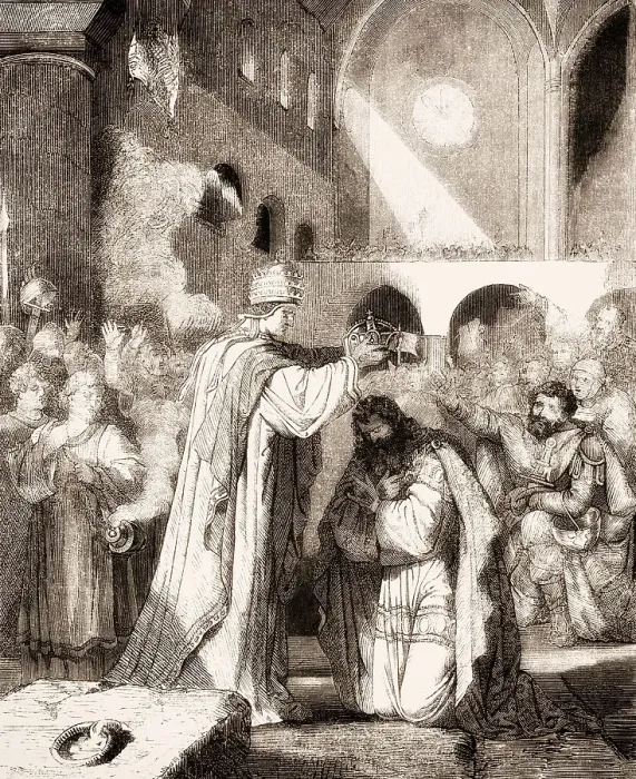Framed Print : Pope Saint Leo III crowned Charlemagne Imperator Romanorum