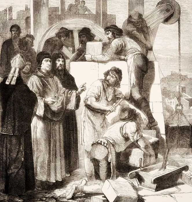 Framed Print : Pope Saint Leo IV, 790 - 855, commissioning the construction of the Leonine Wall