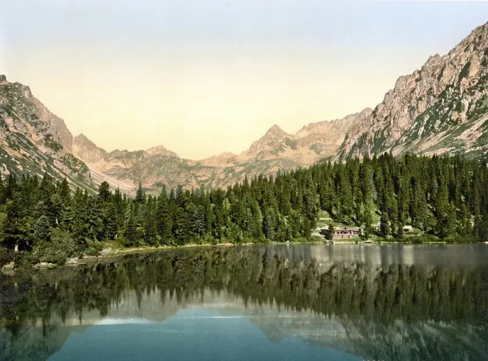 Framed Print : Popper See, Popper Lake, today Popradske pleso, Tatra, Austria-Hungary, Austro-Hungarian Monarchy, today Slovakia, Historical, around 1900, digitally restored reproduction from a 19th century original, now Popradske pleso, Austro-Hungary