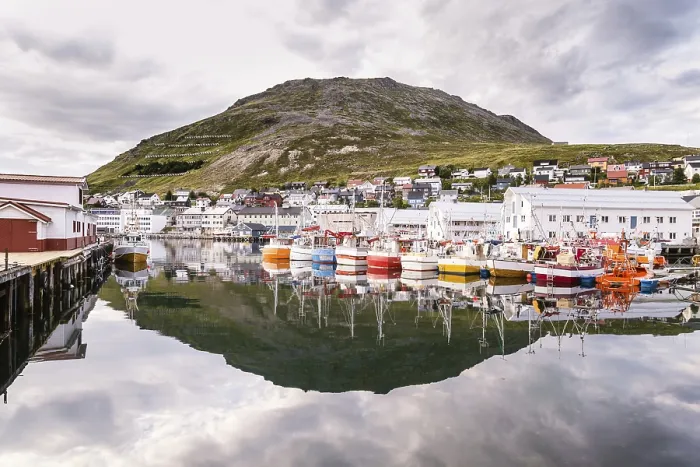 Framed Print : Port of Honningsvag in Finnmark Norway