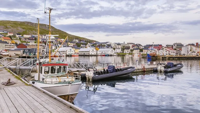 Framed Print : Port of Honningsvag in Finnmark Norway Framed Print : Port of Honningsvag in Finnmark Norway