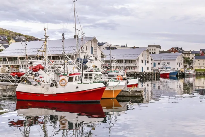 Framed Print : Port of Honningsvag in Finnmark Norway