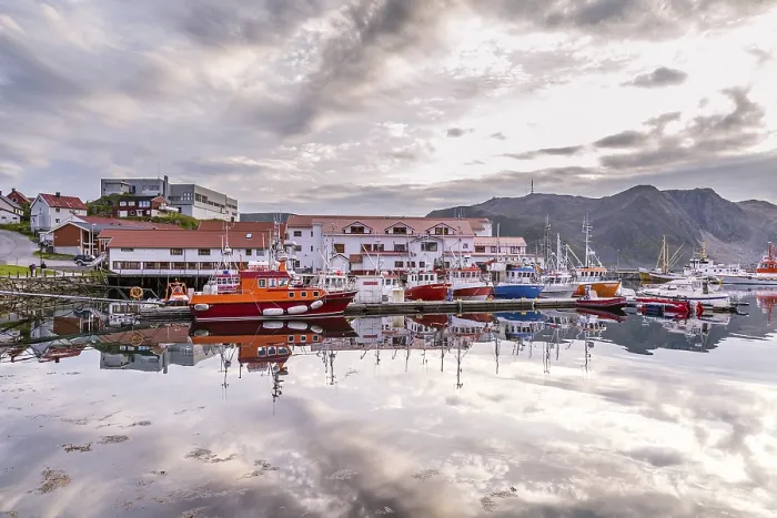 Framed Print : Port of Honningsvag in Finnmark Norway