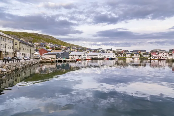 Framed Print : Port of Honningsvag in Finnmark Norway