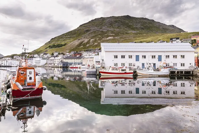 Framed Print : Port of Honningsvag in Finnmark Norway