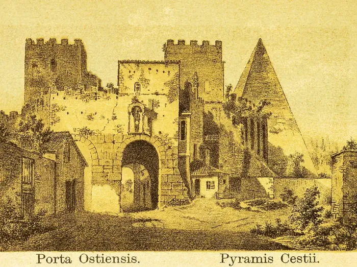 Framed Print : Porta Ostiensis with Pyramis Cestii