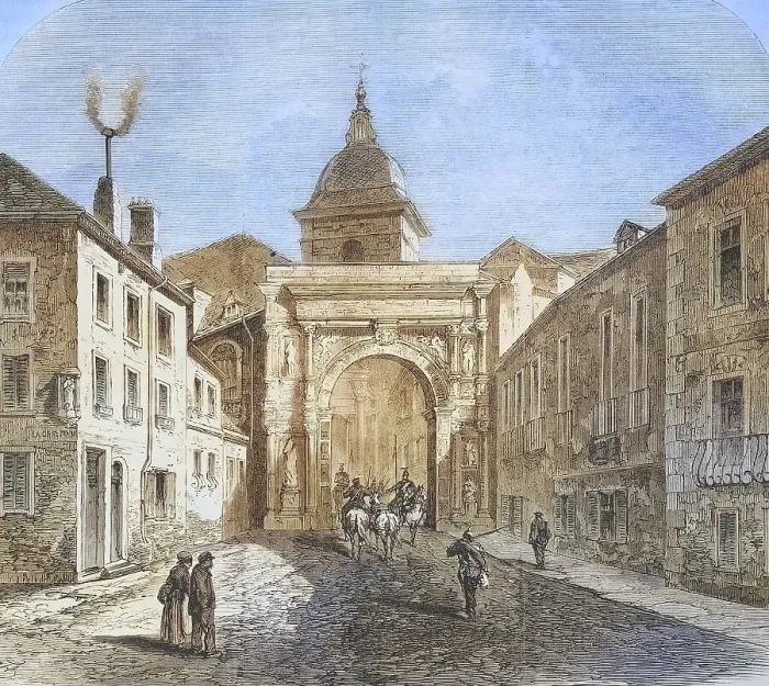 Framed Print : The Porte-Noire in Besancon, illustrated war history