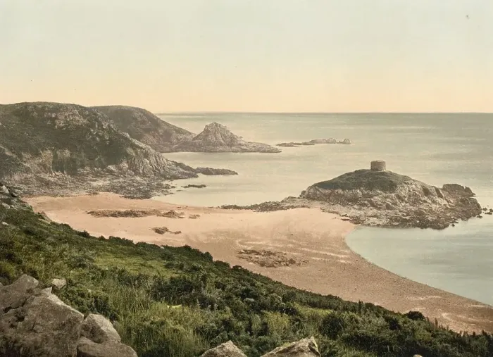 Framed Print : Portelet Bay, Jersey, Channel Island in the English Channel in the Bay of Saint-Malo